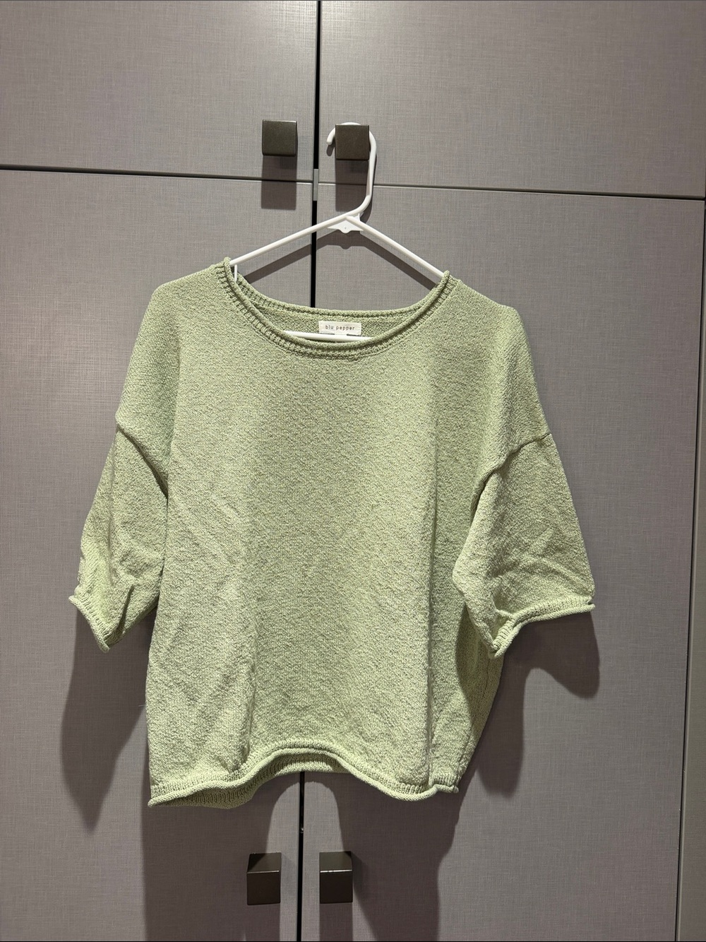 Blu Pepper Sage Green Terry Short Sleeve Pullover
